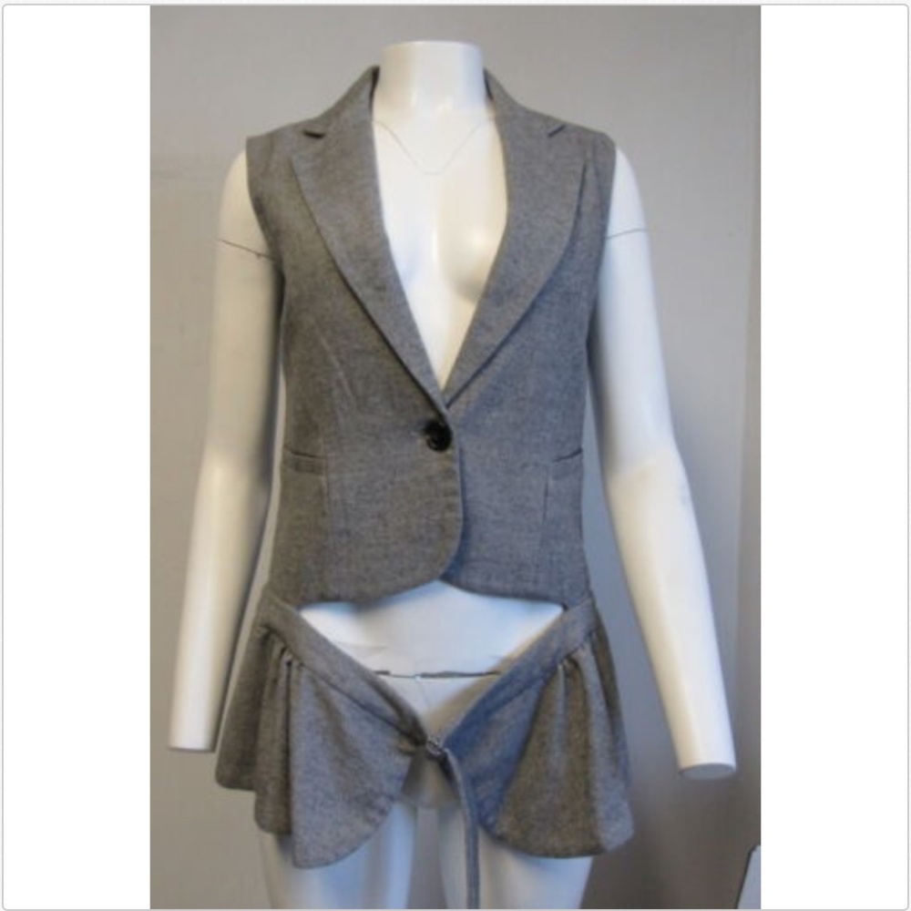ALICE RITTER grey wool vest w/ belted peplum SZ 4